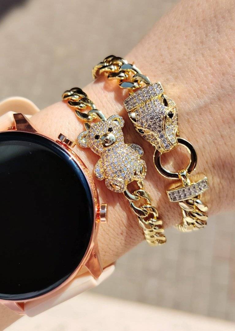 Bratara cu cap de jaguar placata cu aur 14 k 