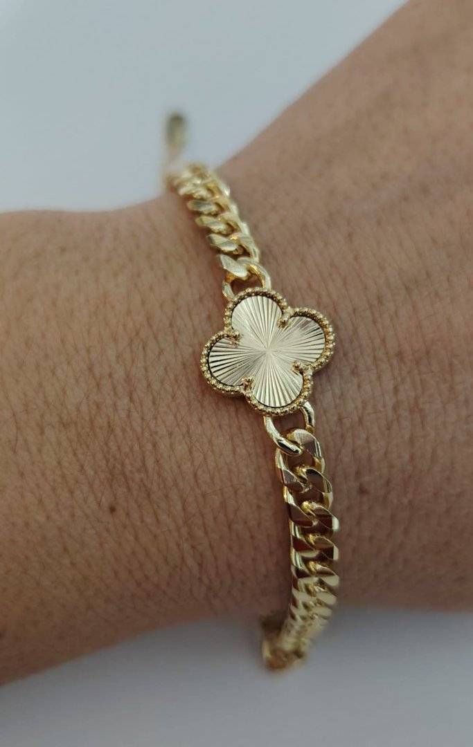 Bratara trifoi placata cu aur 14 k 