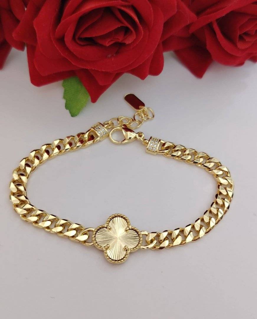 Bratara trifoi placata cu aur 14 k 
