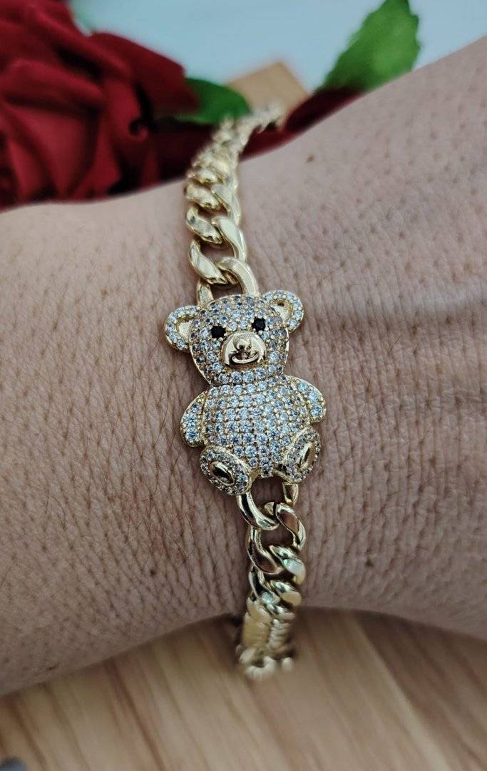 Bratara ursulet placata cu aur 14 k