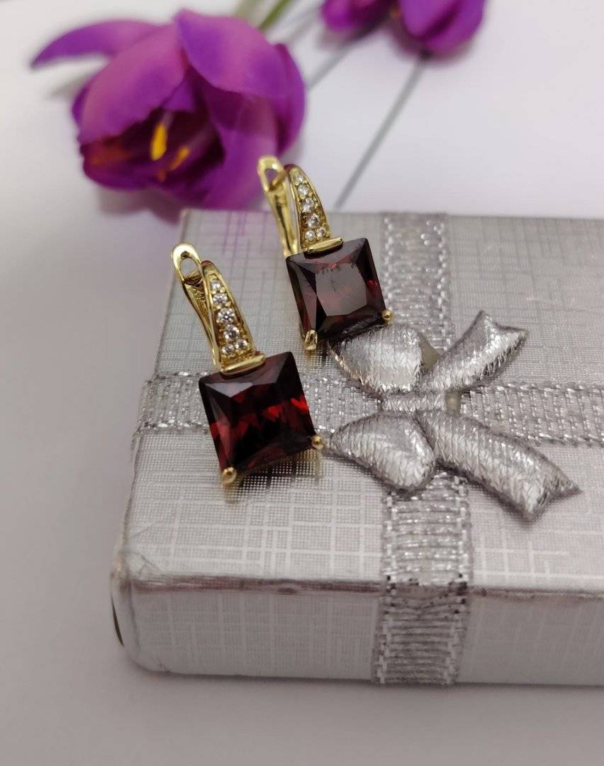 Cercei Chery placati cu aur 14 k