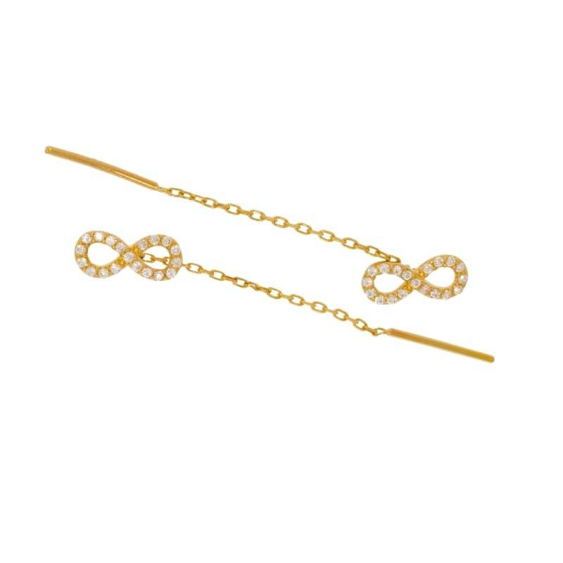 Cercei lant din Argint 925 infinit ,suflat cu aur 14 k 
