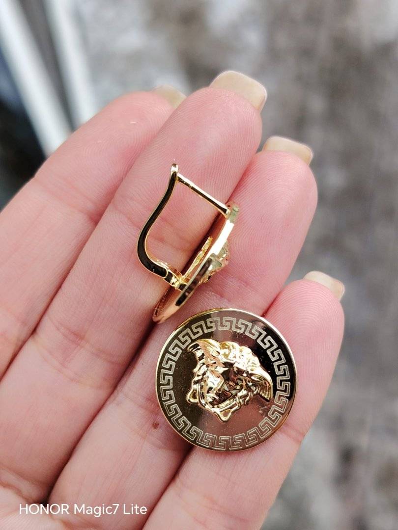 CERCEI MEDUZA OTEL INOXIDABIL PLACATI CU AUR 14 K 
