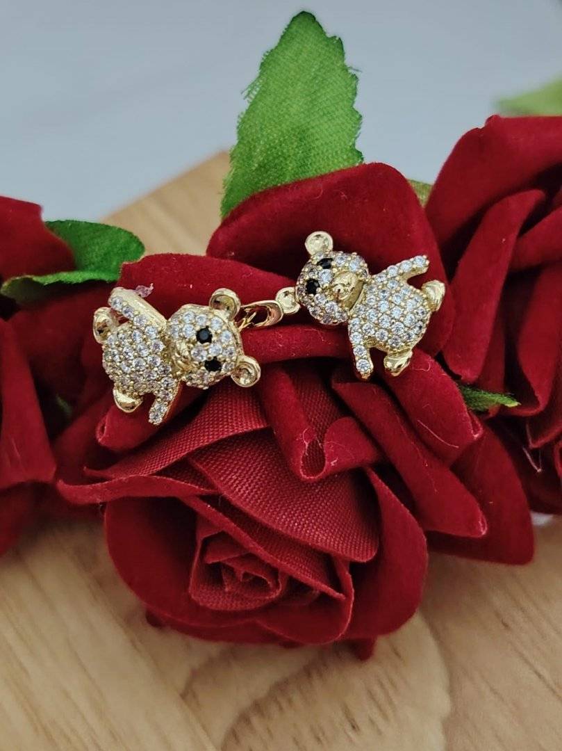 CERCEI UNY URSULET PLACATI CU AUR 14 K 