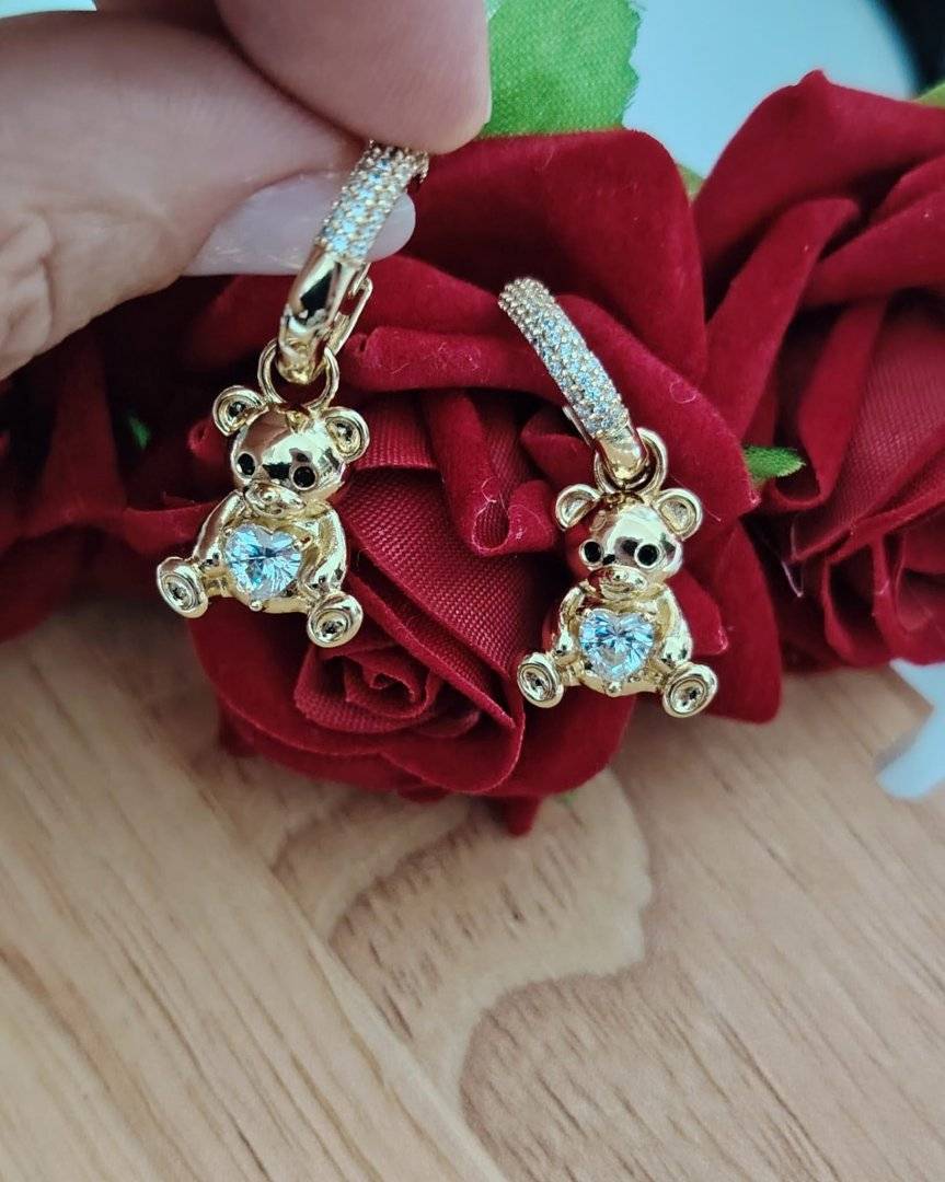 Cercei ursulet tortie zirconiu alb 