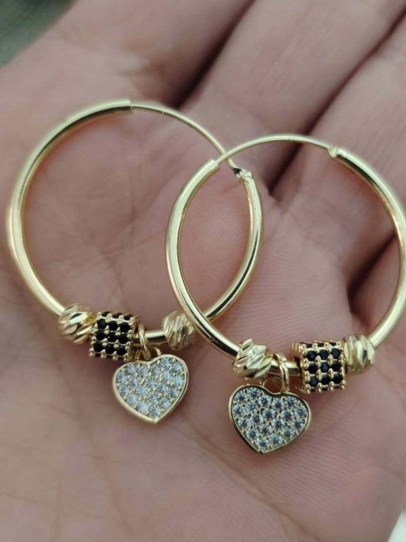 CERCI INIMA PLACATI CU AUR 14 K .2.7 CM 