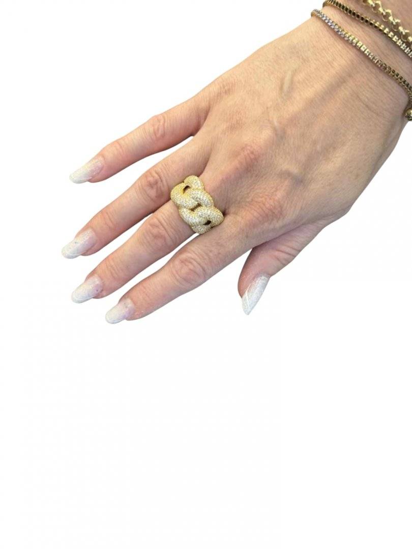 INEL DIN ARGINT 925 CUBAN  SULAT CU AUR 14 K