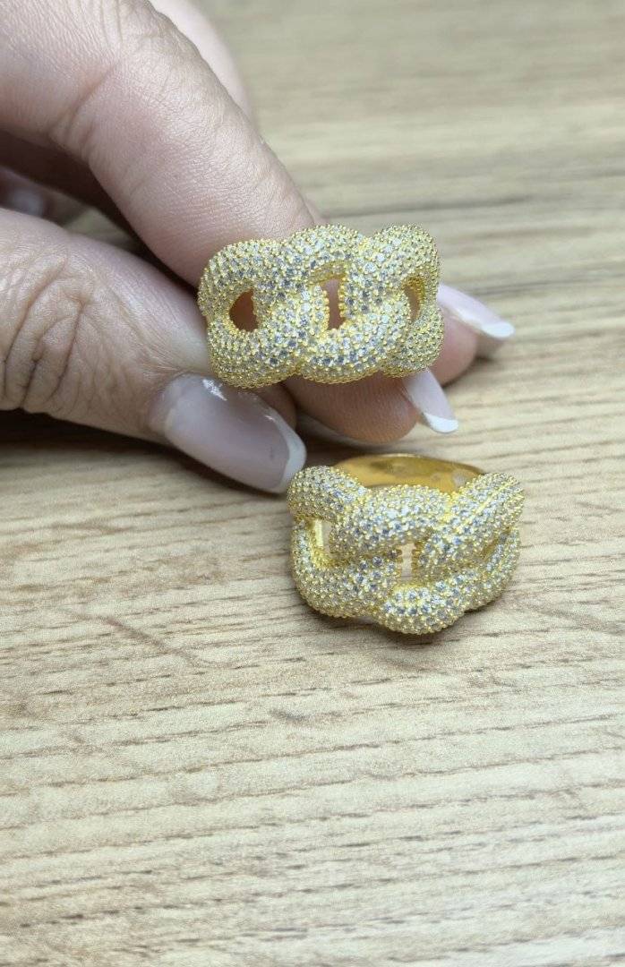 INEL DIN ARGINT 925 CUBAN  SULAT CU AUR 14 K