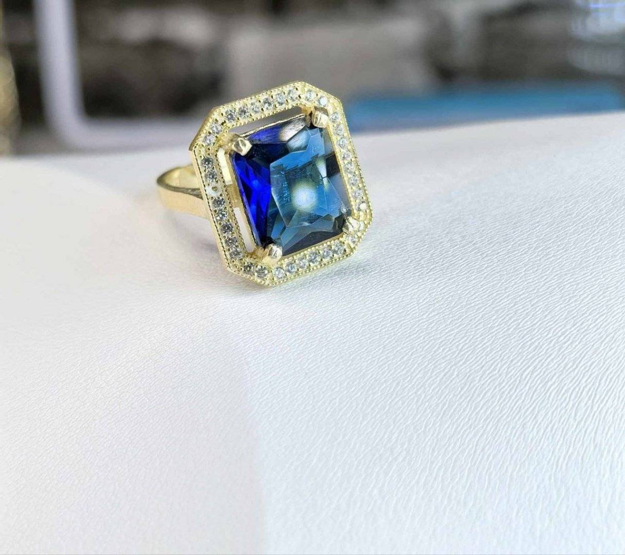 INEL DIN ARGINT 925 SUFLAT CU AUR 14K ZIRCONIU ALBASTRU 