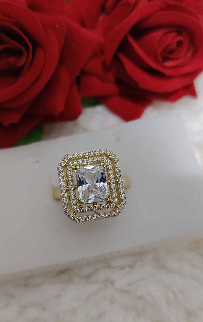 inel grady placat cu aur 14 k zironiu alb 