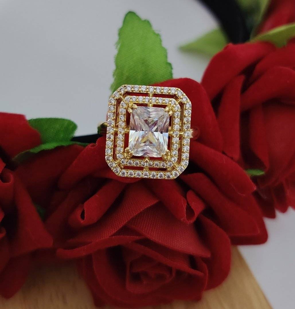 inel grady placat cu aur 14 k zironiu alb 