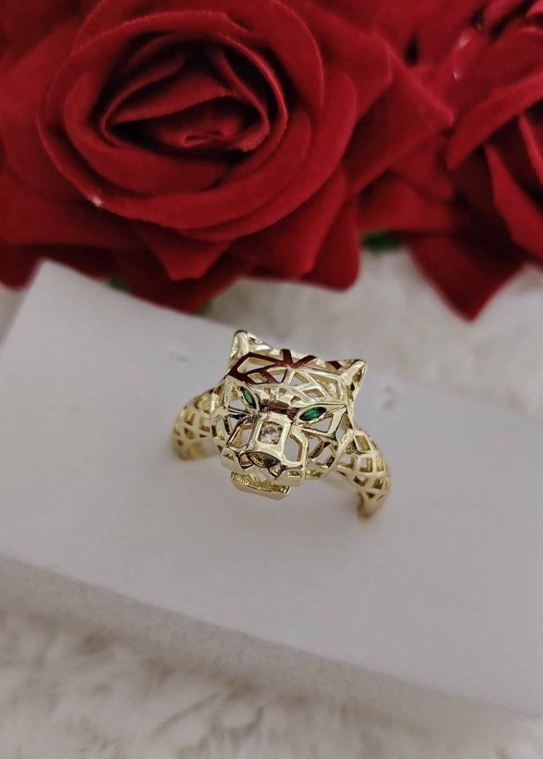 Inel jaguar reglabil placat cu aur 14 k 