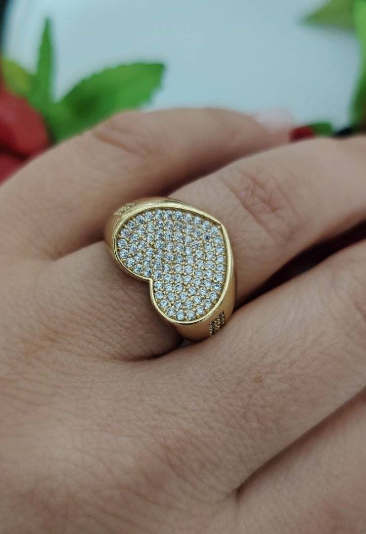 Inel trendy Hart placat cu aur 14 k 