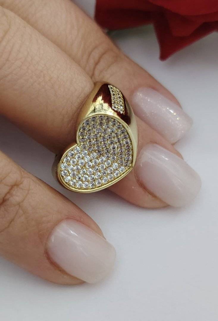 Inel trendy Hart placat cu aur 14 k 