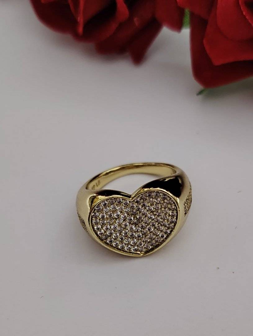 Inel trendy Hart placat cu aur 14 k 