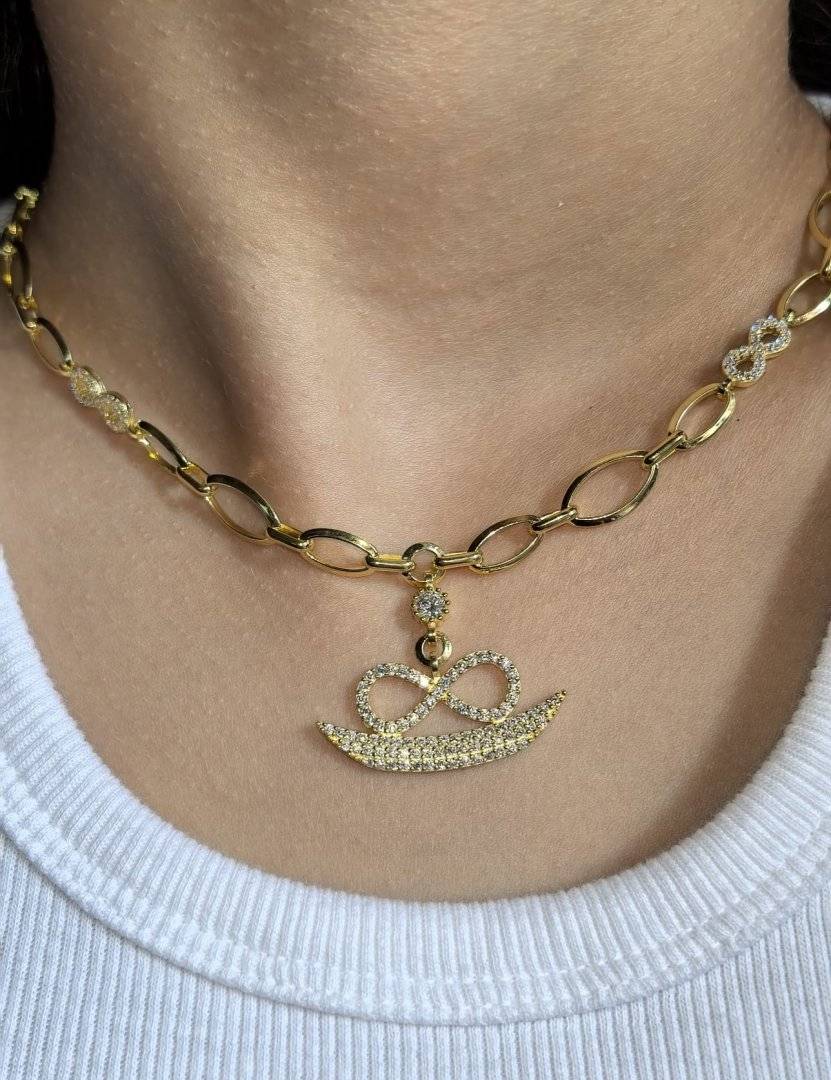 Lant dama barcuta Argint suflat cu aur 14 k