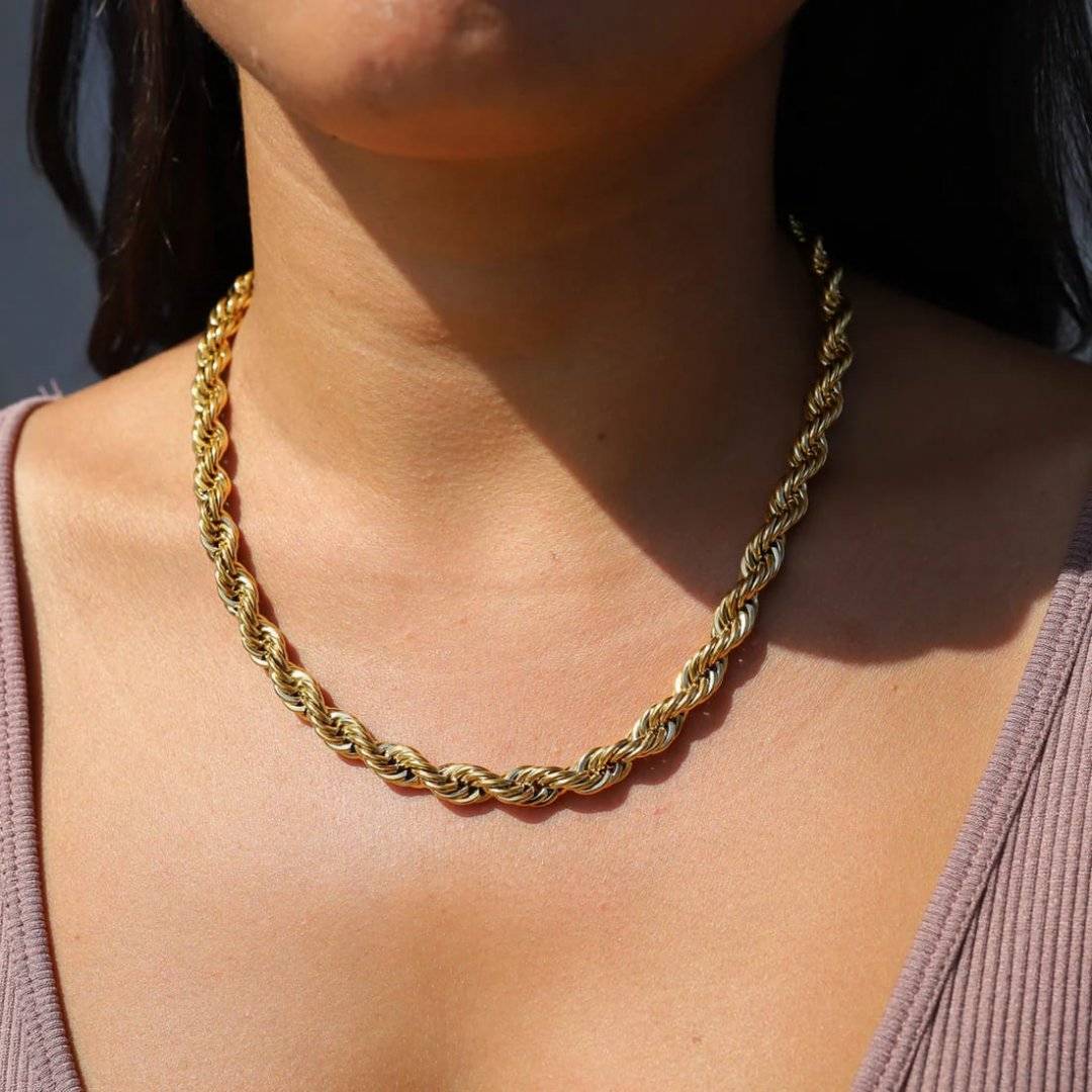 Lant FLOER rasucit din otel inoxidabil placat cu aur 14 k  .50 cm 