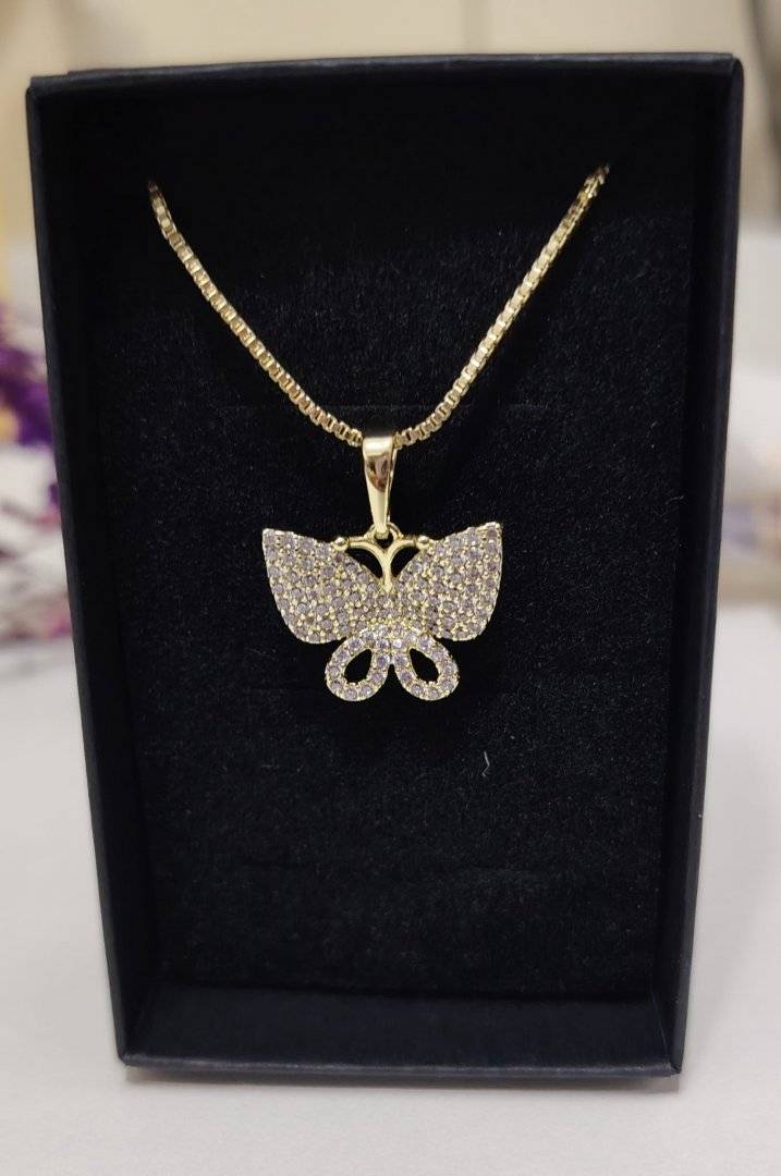 Lant fluture placat cu aur 14k 
