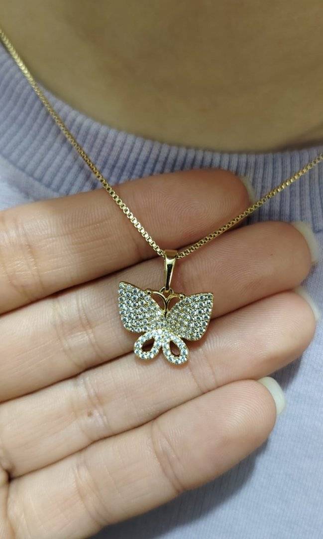 Lant fluture placat cu aur 14k 