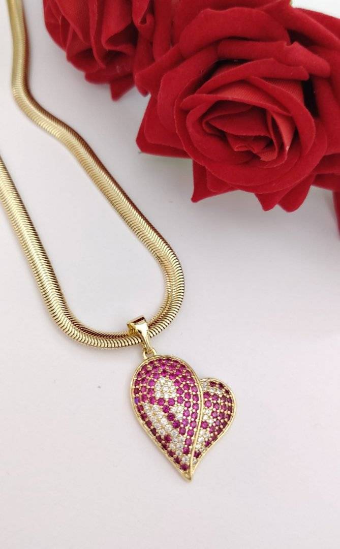 LANT HART BABAL PINK ,PLACAT CU AUR 14 K 