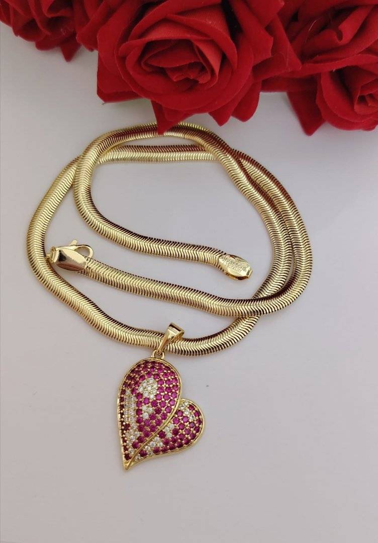 LANT HART BABAL PINK ,PLACAT CU AUR 14 K 