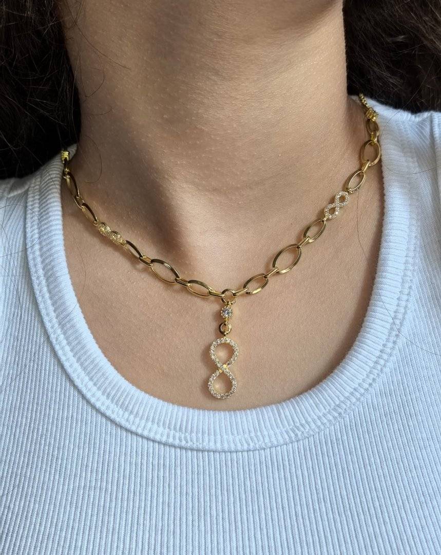 Lant infinit din Argint 925 suflat cu aur 14 k 