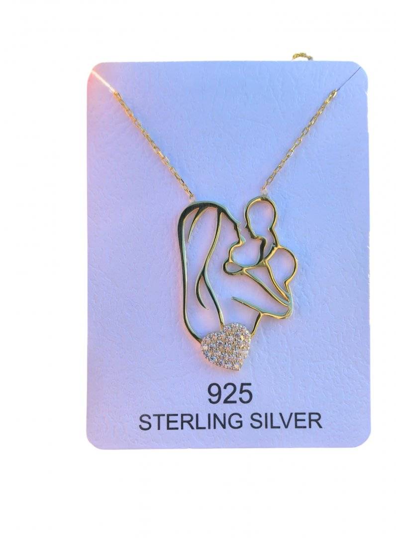 LANT mama si bebe ,Argint 925 suflat cu aur 14 k 