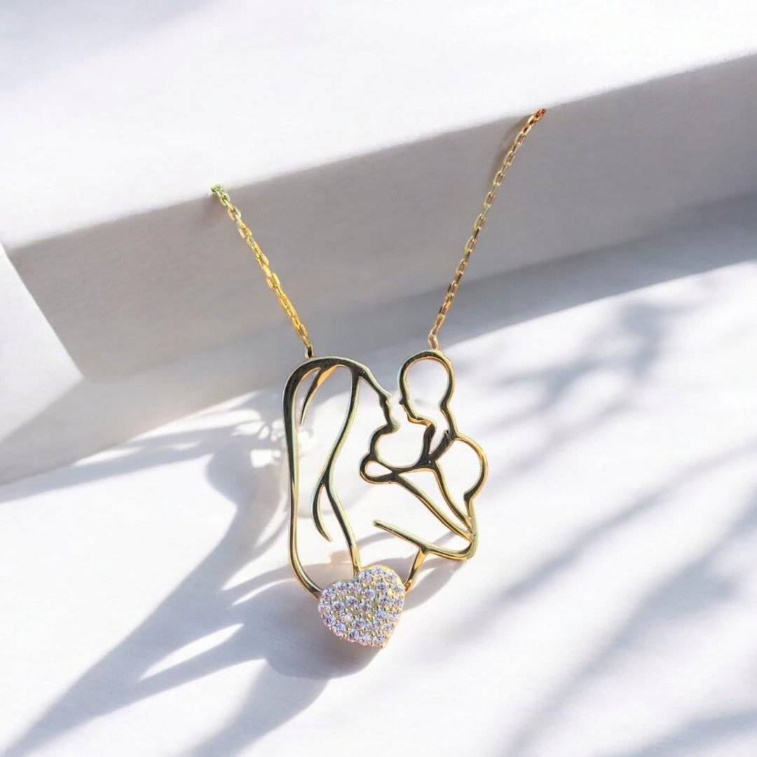 LANT mama si bebe ,Argint 925 suflat cu aur 14 k 