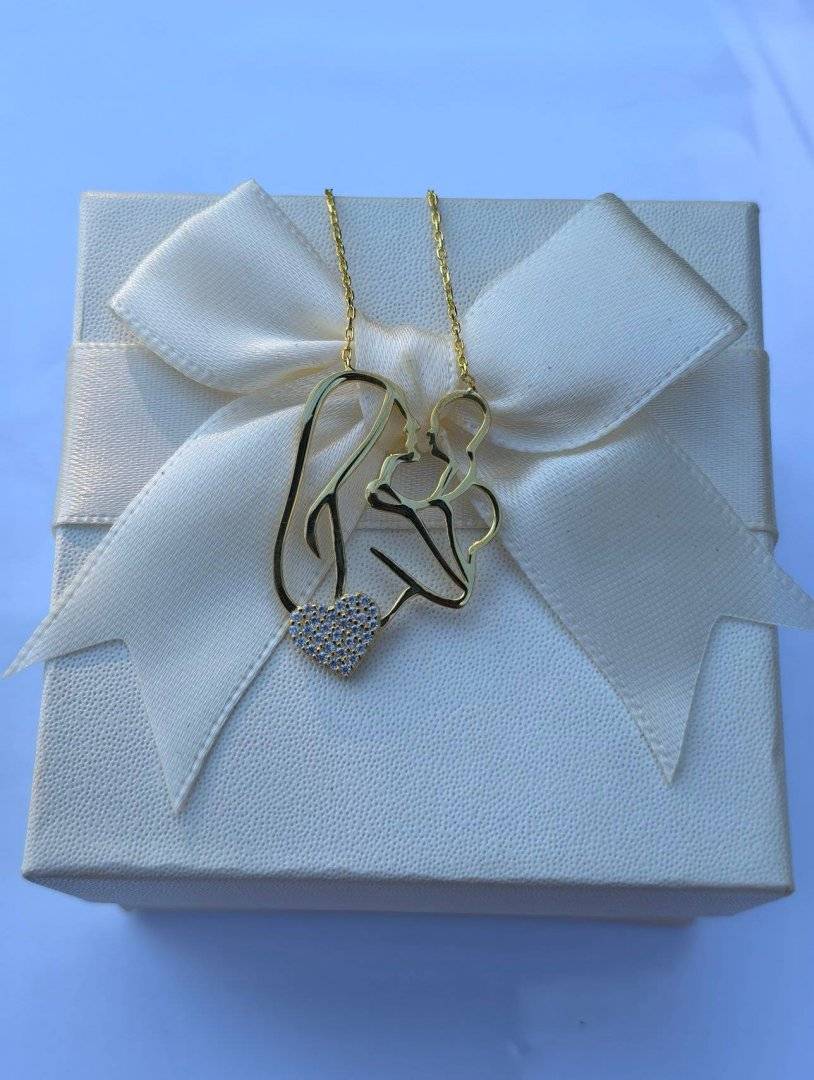 LANT mama si bebe ,Argint 925 suflat cu aur 14 k 