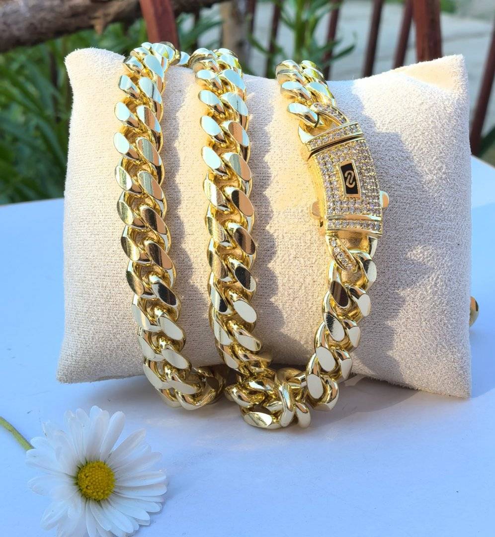 Lant Monaco placat cu aur 14 k, 1 cm  