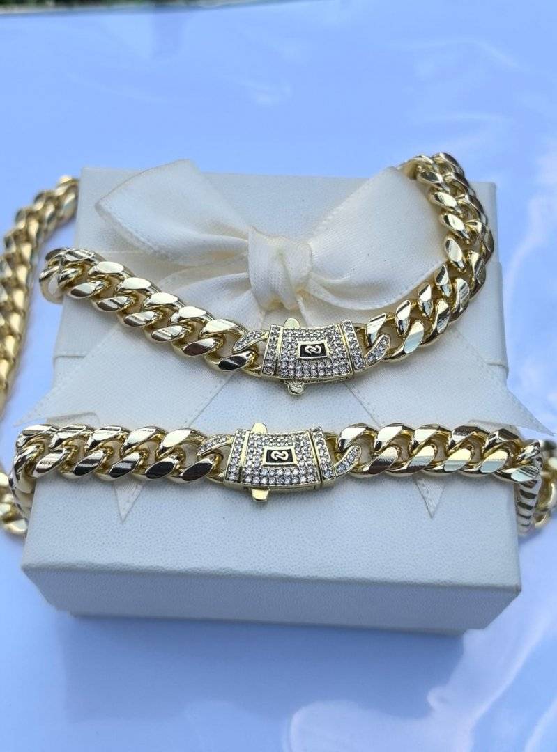 Lant Monaco placat cu aur 14 k, 8 milimetri