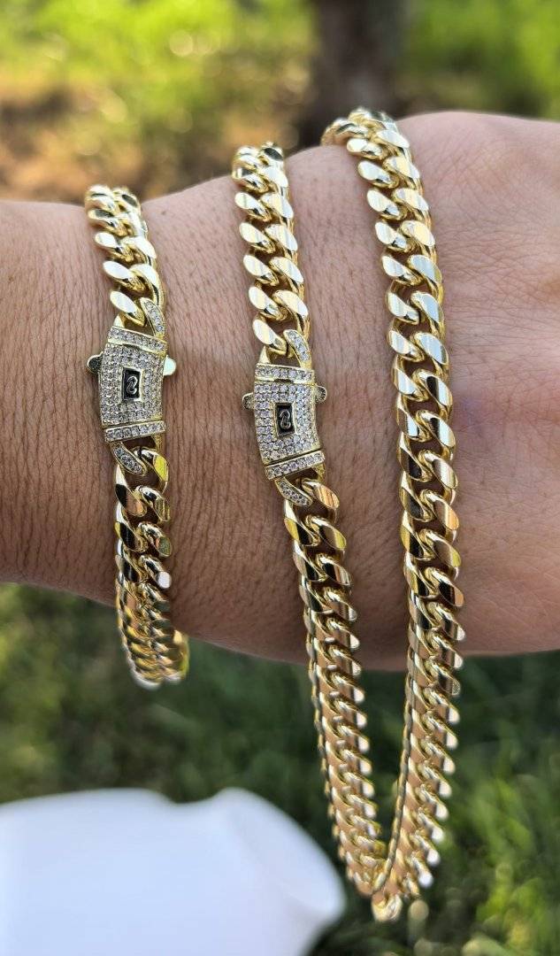 Lant Monaco placat cu aur 14 k, 8 milimetri