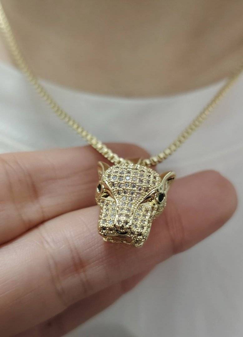 Lant Redy cap de jaguar placat cu aur 14 k 