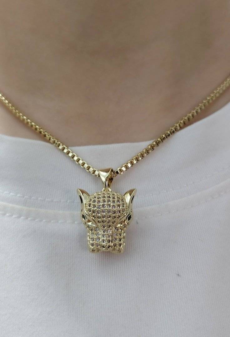 Lant Redy cap de jaguar placat cu aur 14 k 