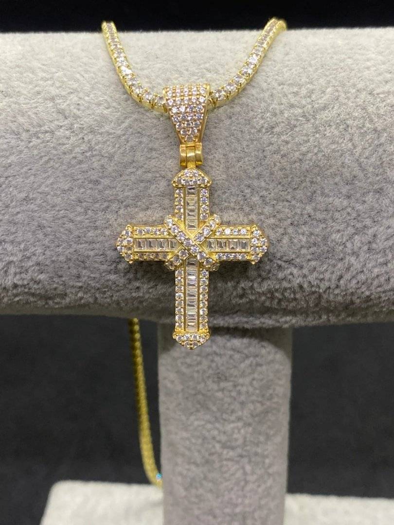 Lant tenis din Argint 925 suflat cu aur 14 k 