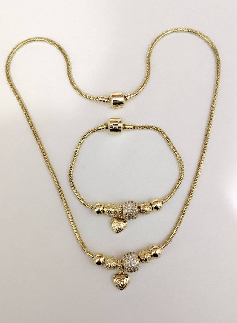SET PANDY  INIMA CHEARMURI PLACAT CU AUR 14 K 