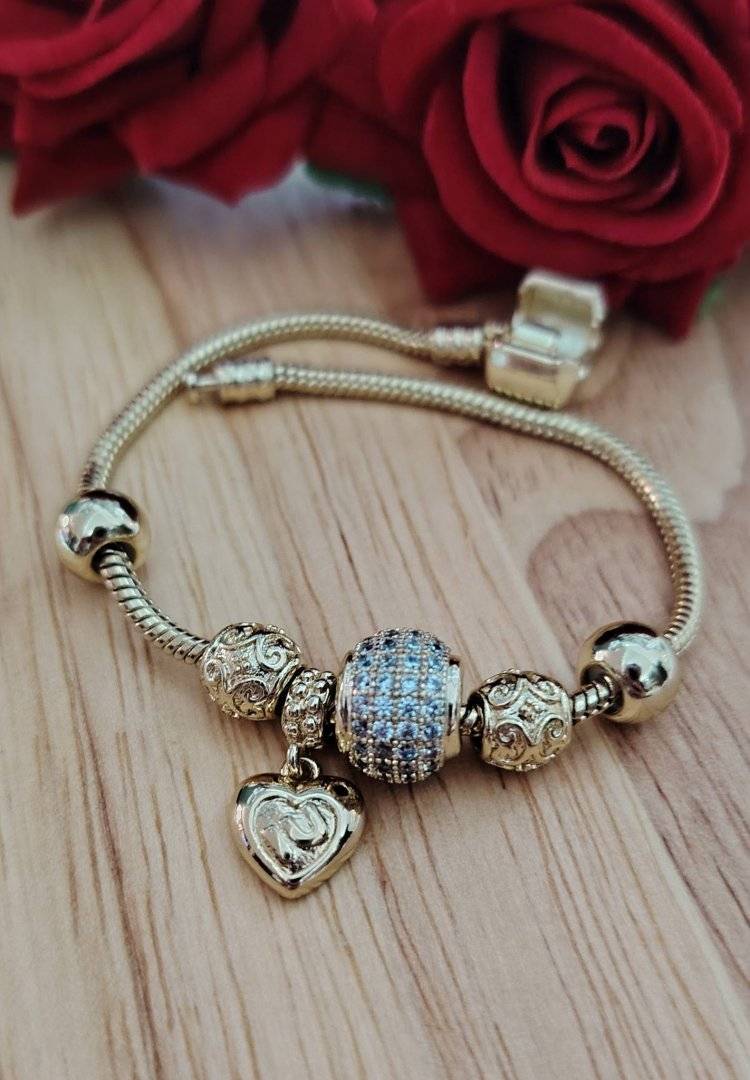 SET PANDY  INIMA CHEARMURI PLACAT CU AUR 14 K 