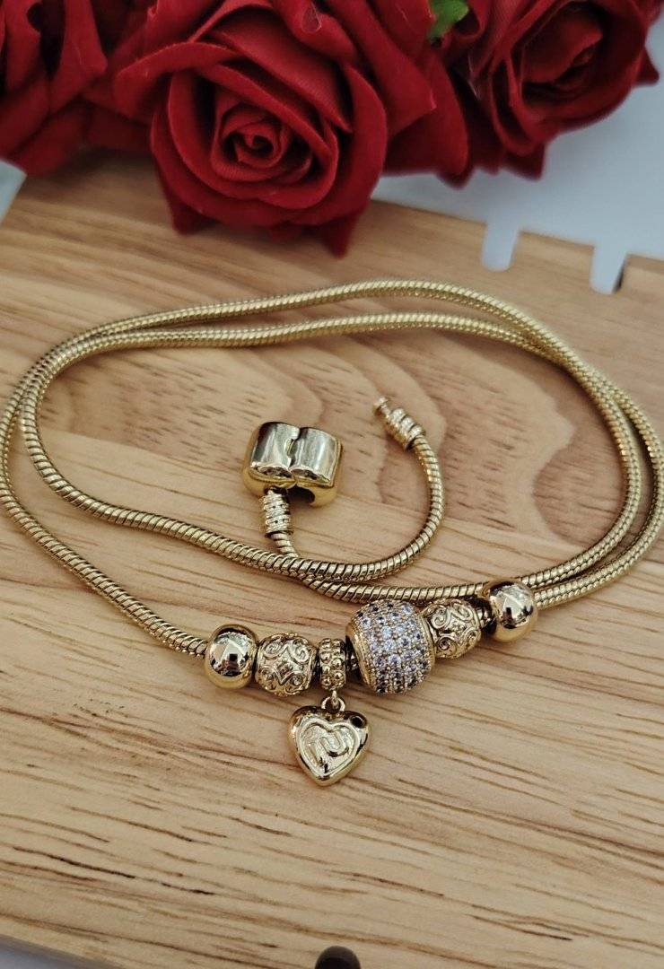 SET PANDY  INIMA CHEARMURI PLACAT CU AUR 14 K 