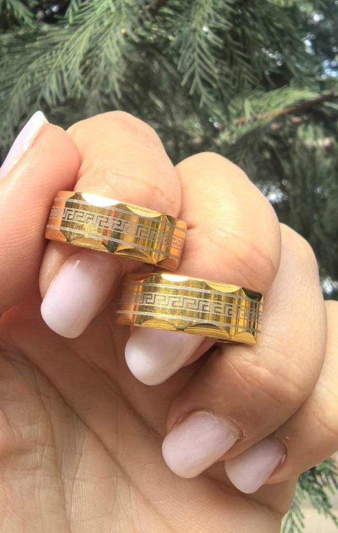VEREGHETE CUPLU OTEL  INOXIDABIL .PLACAT CU AUR 18K