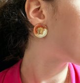 Cercei MEDUZA  otel inoxidabil placat cu aur cu model 2,5 cm 