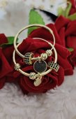 Cercei charm, pietre negre ,suflati cu aur 14 k 