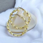 Cercei creole argint 925 suflati cu aur 14 k