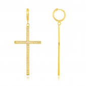 CERCEI CRUCE argint 925 suflat cu aur 14 k. 5 cm 