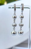 Cercei din  argint 925 cu 3 bile rodiati 