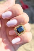 INEL din Argint 925 suflat cu aur 14 k piatra neagra 