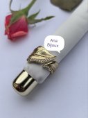 INEL FRUNZA  DIN OTEL INOXIDABIL PLACAT CU AUR 14 K 
