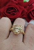 Inel jaguar reglabil placat cu aur 14 k 
