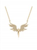 LANT DAMA ARIPI  SUFLAT CU AUR 14 K ,PIETRE ALBE 