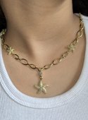 lant din Argint 925 stea de mare suflat cu aur 14 k 