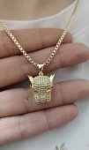Lant Redy cap de jaguar placat cu aur 14 k 